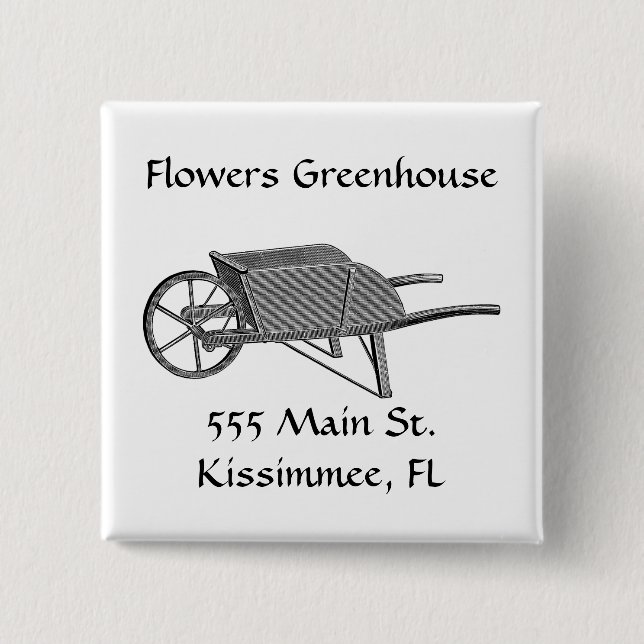 Vintage Wheelbarrow 15 Cm Square Badge (Front)