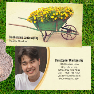 Vintage Wheelbarrow Flowers Gardener Custom Photo Business Card