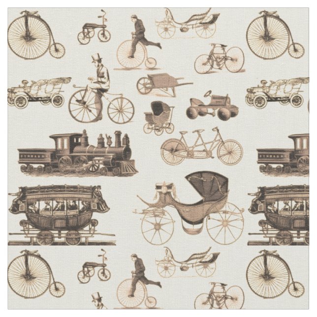 Vintage Wheels Fabric (Close Up)