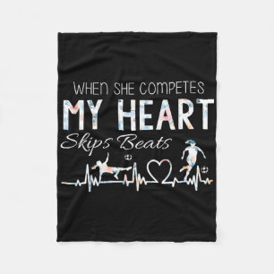 Vintage When She Competes My Heart Skips Beats Mot Fleece Blanket