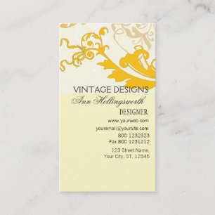 Vintage Whimsical Elegant Pale Gold  Floral Business Card