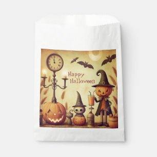 Vintage, whimsical Halloween pumpkins & bats Favour Bags