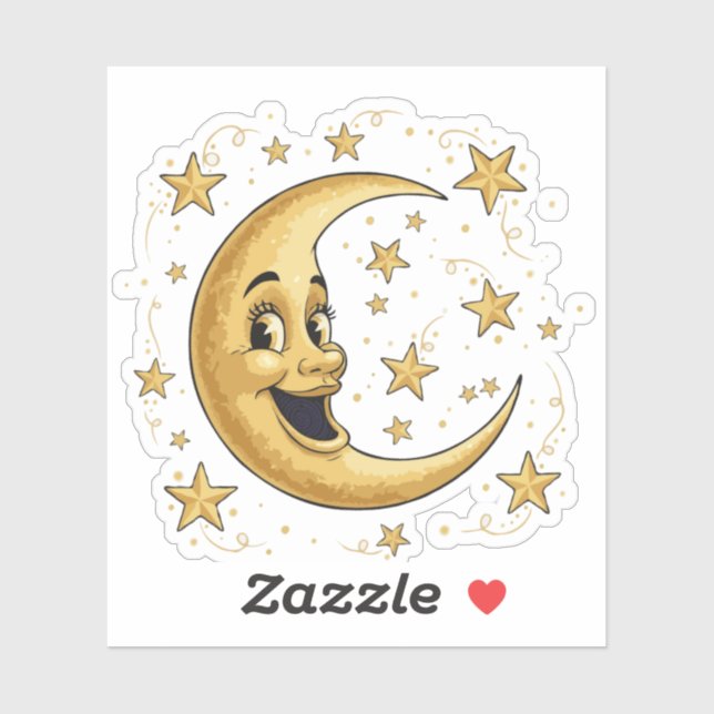 Vintage Whimsical Man in the Moon | Golden Celesti (Sheet)