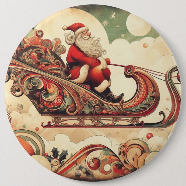 vintage/whimsical/santa/Christmas 6 Cm Round Badge (Front)