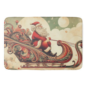 vintage/whimsical/santa/Christmas Bath Mat