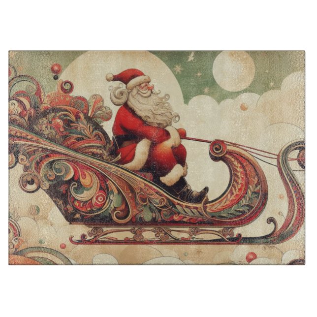 vintage/whimsical/santa/Christmas Cutting Board (Front)