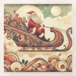 vintage/whimsical/santa/Christmas Glass Coaster