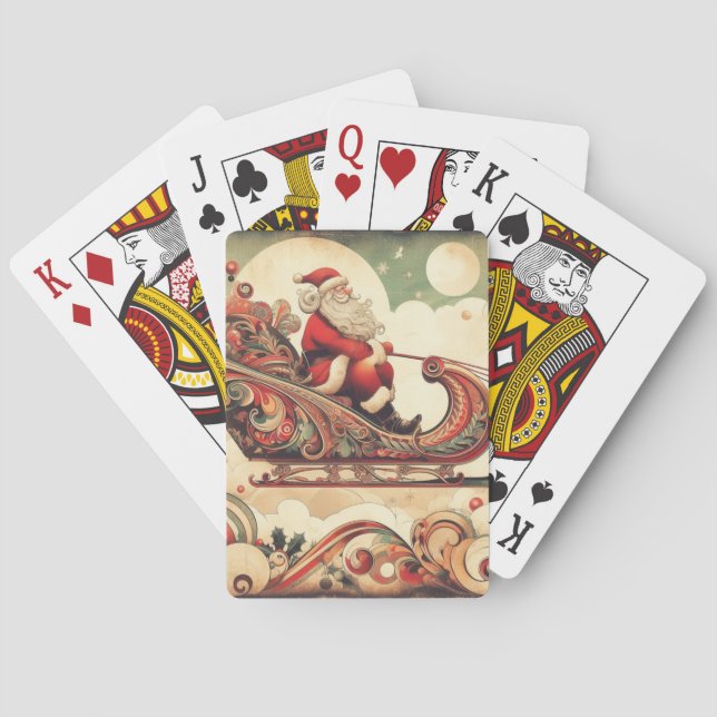 vintage/whimsical/santa/Christmas Playing Cards (Back)