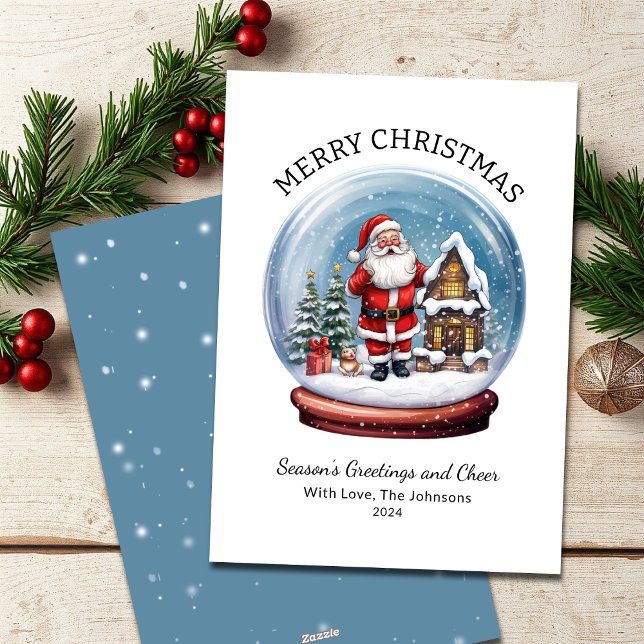 Vintage Whimsical Snow Globe Merry Christmas Holiday Card (Creator Uploaded)