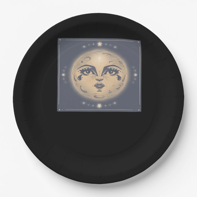 Vintage Whimsigoth Moon Paper Plate (Front)