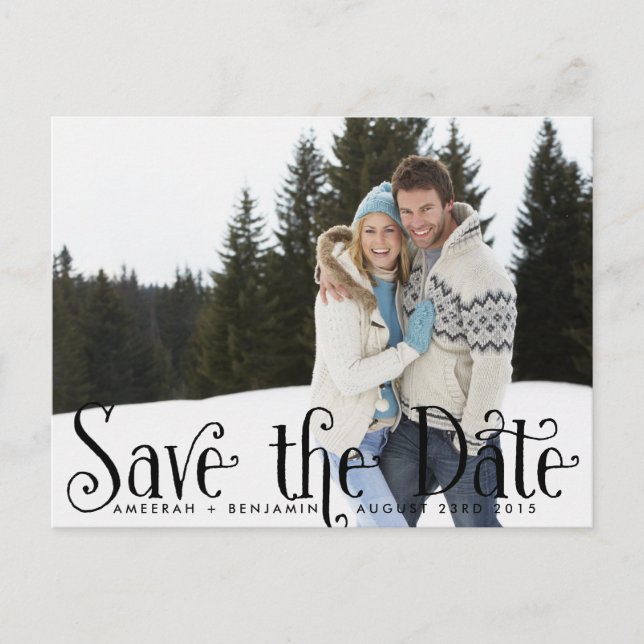 Vintage Whimsy Photo Save the Date Postcard II (Front)