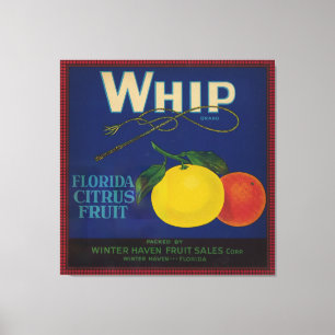 Vintage Whip Citrus Fruit Label  Canvas Print