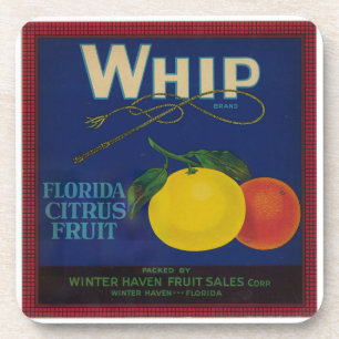 Vintage Whip Citrus Fruit Label Coaster