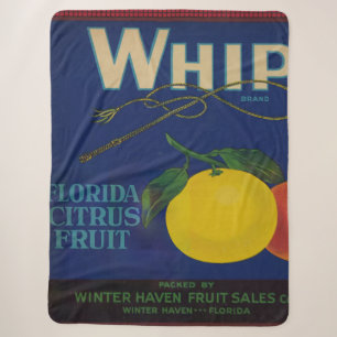 Vintage Whip Citrus Fruit Label Sherpa Blanket