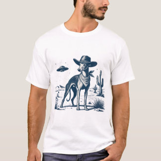 Vintage Whippet Cowboy Desert UFO Retro Western T-Shirt