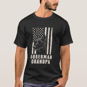 Vintage Whippet Doberman American Flag Dog Funny F T-Shirt