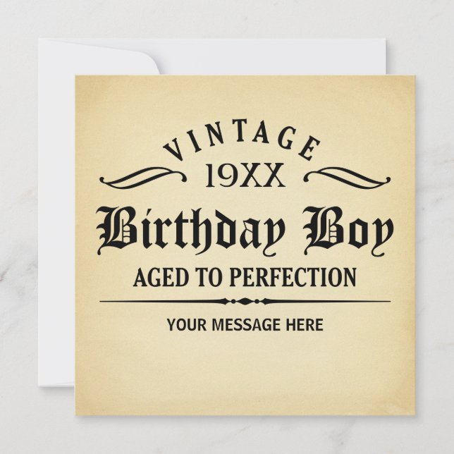 Vintage Whiskey Aged to Perfection Birthday Invite (Front)