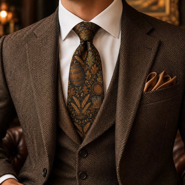 Vintage Whiskey Barrel and Grain Distillery Tie (Creator Uploaded)
