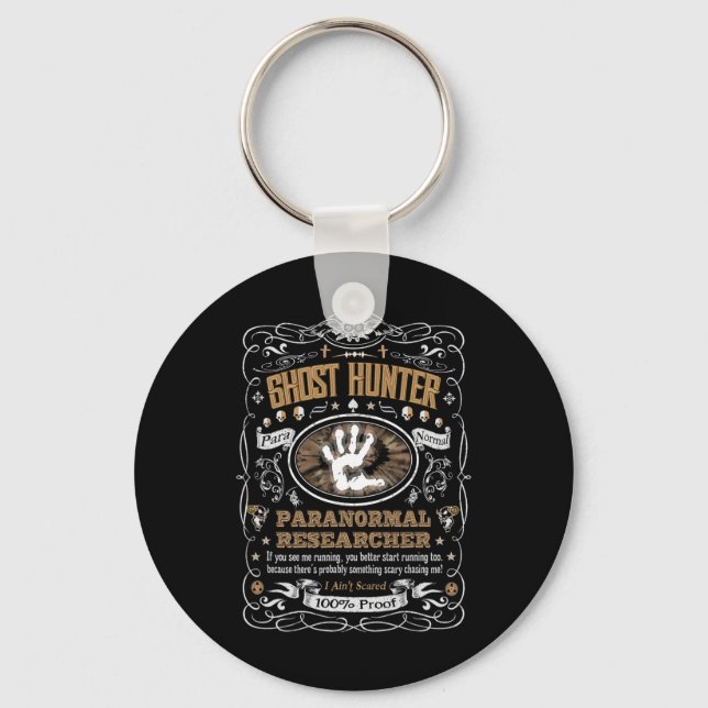 Vintage Whiskey Label Ghost Hunter  Key Ring (Front)