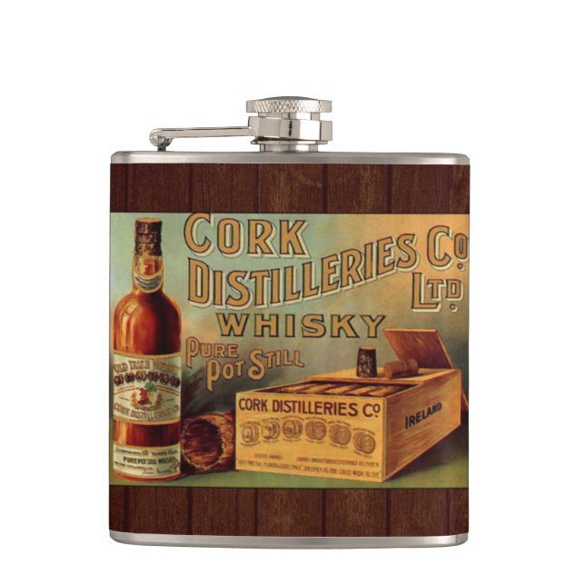 Vintage Whiskey Label Hip Flask (Front)