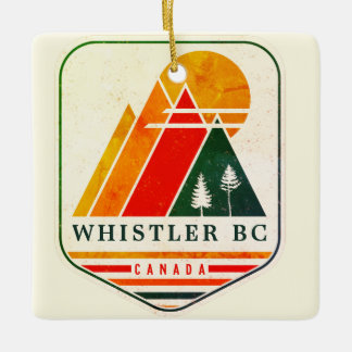 Vintage Whistler Canada Skiing Souvenir 1980s Ceramic Ornament