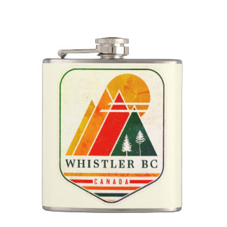 Vintage Whistler Canada Skiing Souvenir 1980s Hip Flask