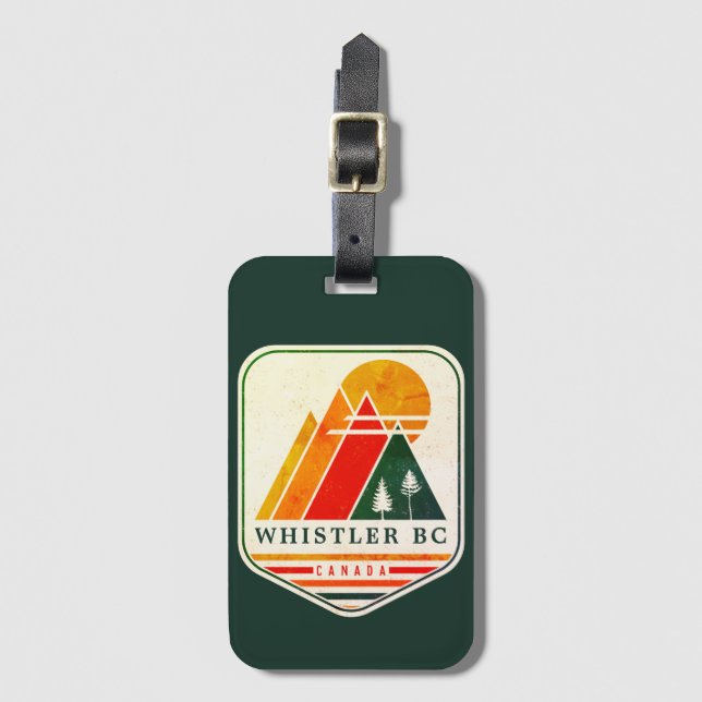 Vintage Whistler Canada Skiing Souvenir 1980s Luggage Tag (Front Vertical)
