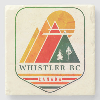 Vintage Whistler Canada Skiing Souvenir 1980s Stone Coaster