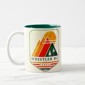 Vintage Whistler Canada Skiing Souvenir 1980s Two-Tone Coffee Mug