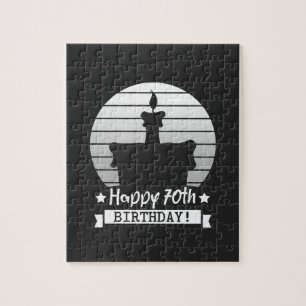 Vintage White 70th birthday Cake Jigsaw Puzzle