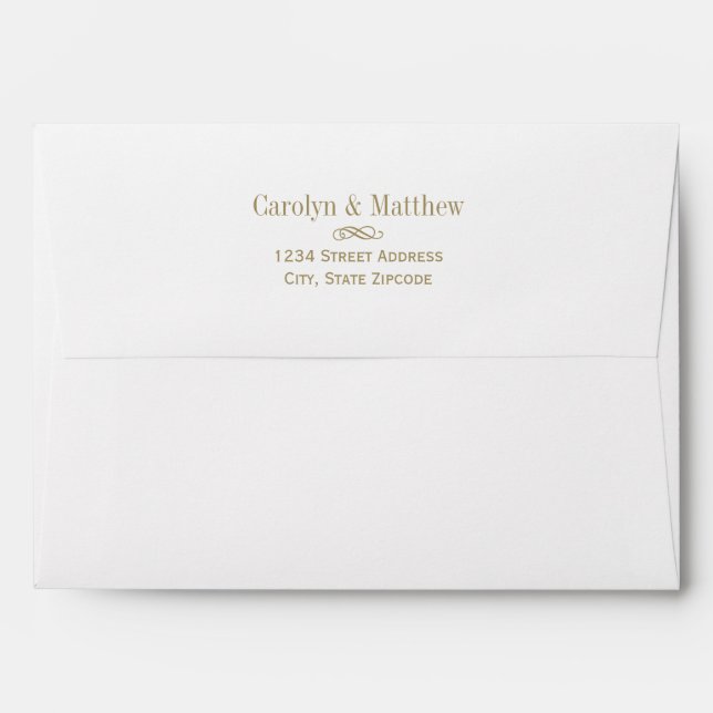 Vintage White and Antique Gold Wedding Envelope (Back (Top Flap))