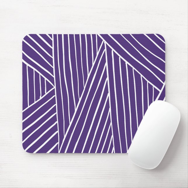Vintage white and purple line art  mouse pad (With Mouse)