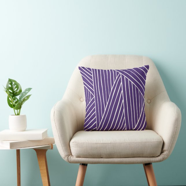 Vintage white and purple lines art cushion (Chair)