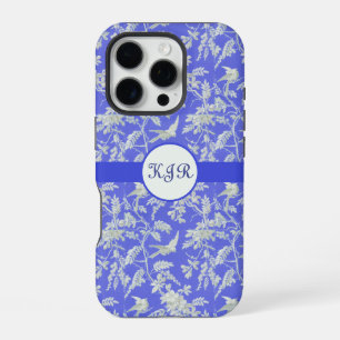 Vintage White Birds and Flowers on Violet iPhone 16 Pro Case