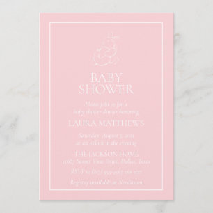 Vintage White Bunny Baby Shower Invitation