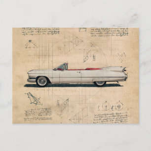 Vintage White Cadillac Car Postcard