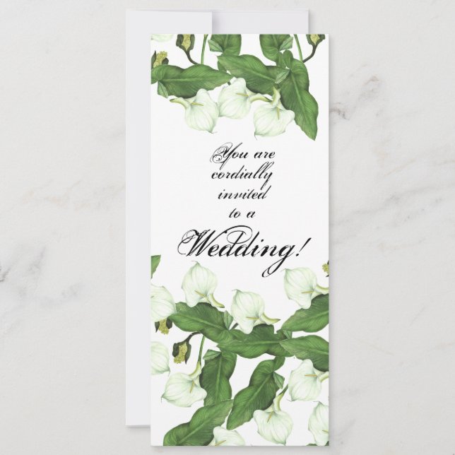 Vintage White Calla Lily Flower Wedding Invitation (Front)