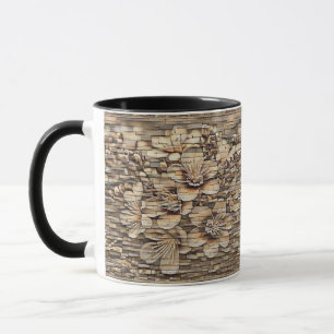 Vintage white cherry blossoms stone wall drawing mug