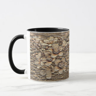 Vintage white cherry blossoms stone wall drawing mug