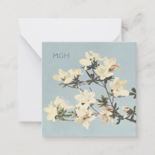 Vintage White Cream Azalea Flowers Monogram Card