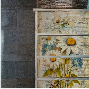 Vintage White Daisies Decoupage Tissue Paper