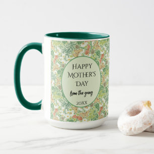 Vintage White Daisies Yellow Butterflies in Garden Mug