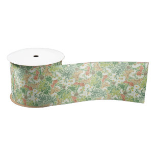Vintage White Daisies Yellow Butterflies in Garden Satin Ribbon