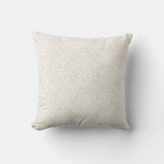 Vintage White Damask Coquette Cushion (Front)