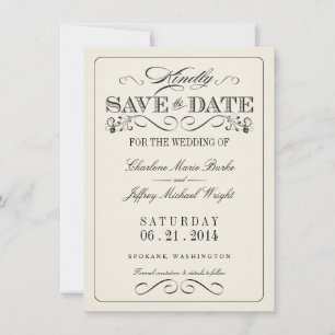 Vintage White Elegant Save the Date