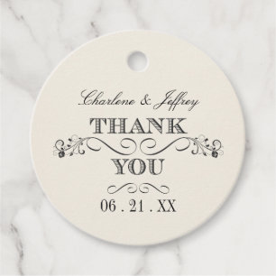 Vintage White Elegant Wedding Thank You WT313 Favour Tags