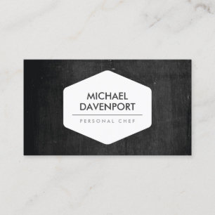 VINTAGE WHITE EMBLEM ON DARK WOOD BUSINESS CARD