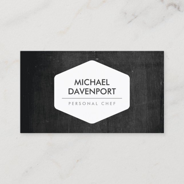 VINTAGE WHITE EMBLEM ON DARK WOOD BUSINESS CARD (Front)