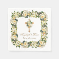 Vintage White Floral Cross Christian Wedding