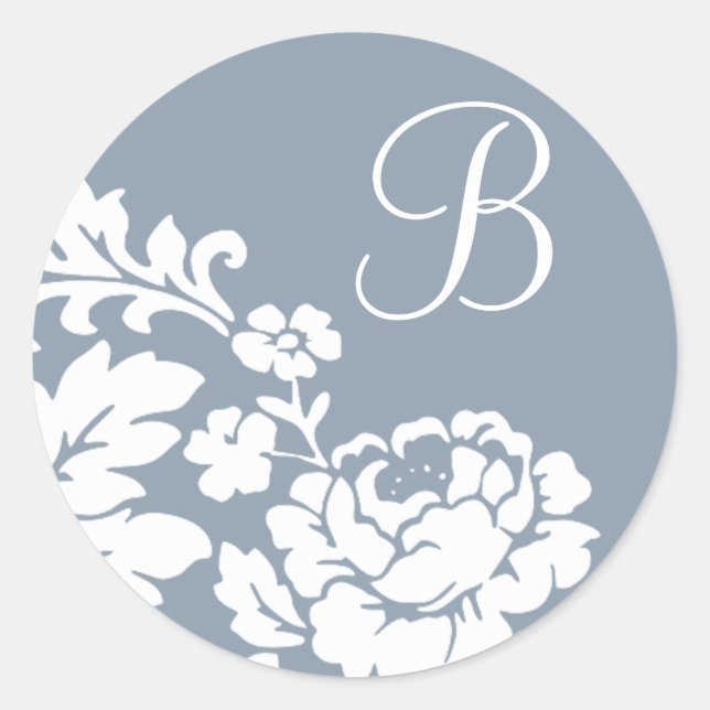 Vintage White Floral Silhouette on Lavender  Classic Round Sticker (Front)